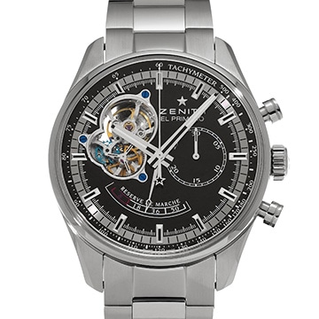 ゼニス クロノマスター エル・プリメロ オープン パワーリザーブ 03.2080.4021/21.M2040 ブラック メンズ 時計 【中古】【wristwatch】