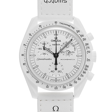 スウォッチ OMEGA×スウォッチ ミッション トゥー ザ ムーンフェイズ SO33W700 ホワイト メンズ 時計 【中古】【wristwatch】