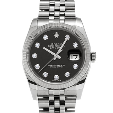 ロレックス デイトジャスト 116234G ブラック/ダイヤモンド メンズ 時計 【中古】【wristwatch】