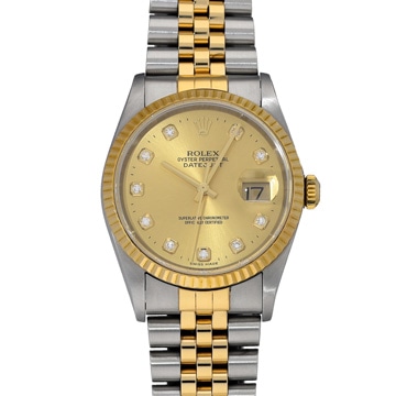 ロレックス デイトジャスト 16233G シャンパン/ダイヤモンド メンズ 時計 【中古】【wristwatch】
