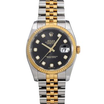 ロレックス デイトジャスト 116233G ブラック/ダイヤモンド メンズ 時計 【中古】【wristwatch】