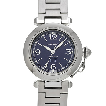 カルティエ パシャC ビッグデイト W31047M7 ブルー ユニセックス 時計 【中古】【wristwatch】
