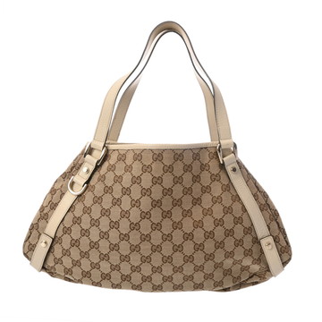 グッチ アビーショルダーバッグ ベージュ/ホワイト 130736 GGキャンバス/レザー レディース バッグ 【中古】【bag】