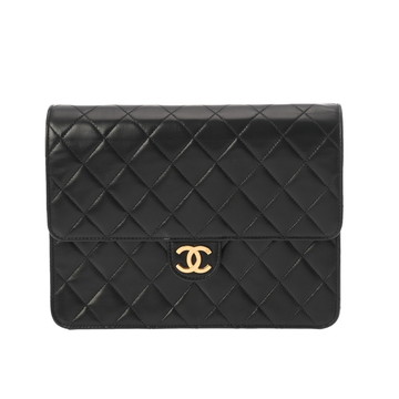 シャネル マトラッセ プッシュロック チェーンショルダー ブラック A03569 ラムスキン レディース バッグ 【中古】【bag】