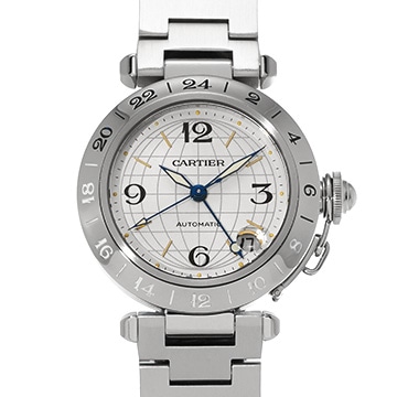 カルティエ パシャC メリディアン GMT W31029M7 シルバー ユニセックス 時計 【中古】【wristwatch】