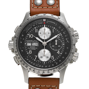 ハミルトン カーキ アビエーション X-Wind クロノ H77616533 ブラック/シルバー メンズ 時計 【中古】【wristwatch】