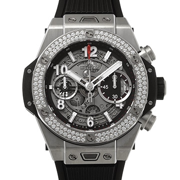 ウブロ ビッグバン ウニコ チタニウム ダイヤモンド 441.NX.1171.RX.1104 マットブラックスケルトン メンズ 時計 【中古】【wristwatch】