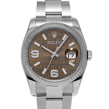 ロレックス デイトジャスト 116234 ブラウンウェーブ/ダイヤモンド メンズ 時計 【中古】【wristwatch】