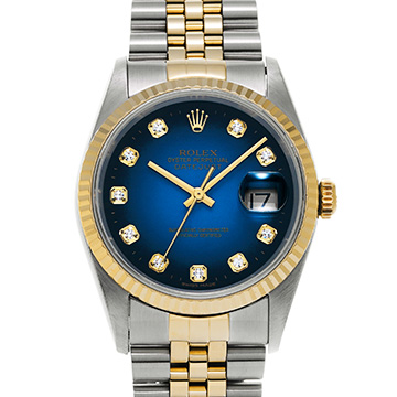 ロレックス デイトジャスト 16233G ブルー・グラデーション/ダイヤモンド メンズ 時計 【中古】【wristwatch】