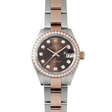 ロレックス レディ デイトジャスト 279381RBR チョコレートブラウン/ダイヤモンド レディース 時計 【中古】【wristwatch】
