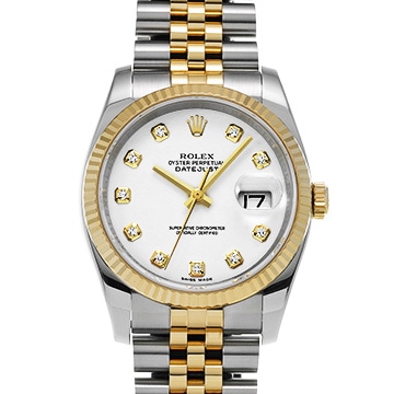 ロレックス デイトジャスト 36 116233G ホワイト/ダイヤモンド メンズ 時計 【中古】【wristwatch】