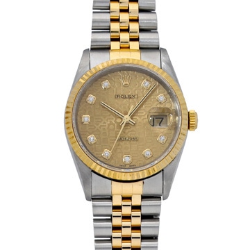 ロレックス デイトジャスト 16233G シャンパンコンピュータ/ダイヤモンド メンズ 時計 【中古】【wristwatch】