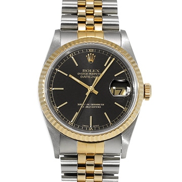 ロレックス デイトジャスト 16233 ブラック メンズ 時計 【中古】【wristwatch】
