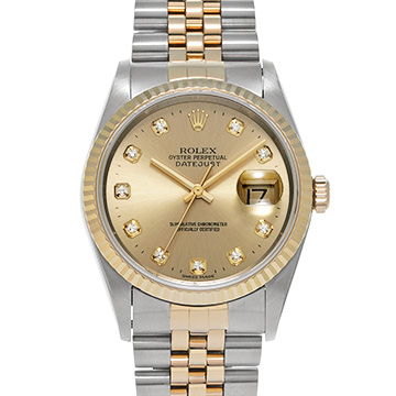 ロレックス デイトジャスト 16233G シャンパン/ダイヤモンド メンズ 時計 【中古】【wristwatch】
