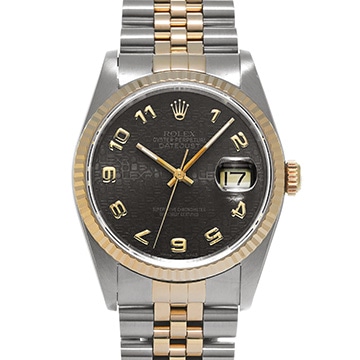 ロレックス デイトジャスト 16233 ブラックコンピュータ メンズ 時計 【中古】【wristwatch】