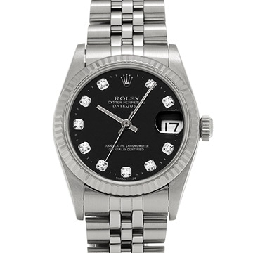 ロレックス デイトジャスト 68274G ブラック/ダイヤモンド ユニセックス 時計 【中古】【wristwatch】