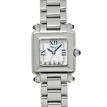 ショパール ハッピースポーツ スクエア 27/8893-23 ホワイト/ダイヤモンド レディース 時計 【中古】【wristwatch】