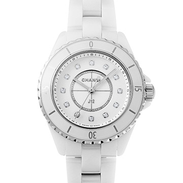 シャネル J12 33MM H5703 ホワイトラッカー/ダイヤモンド レディース 時計 【中古】【wristwatch】