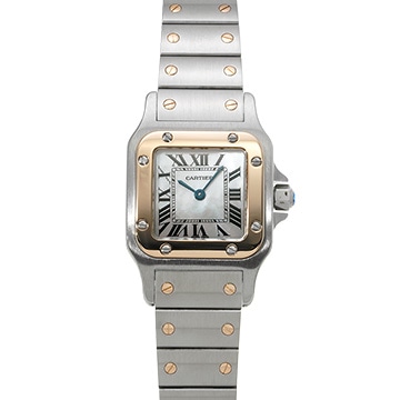 カルティエ サントス ガルベ SM W20103C4 ホワイトシェル レディース 時計 【中古】【wristwatch】