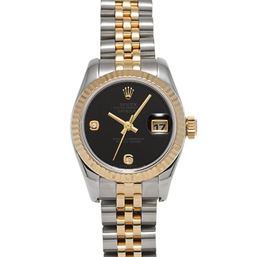 ロレックス デイトジャスト 179173 2BR ブラック/ダイヤモンド レディース 時計 【中古】【wristwatch】