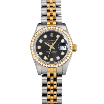 ロレックス デイトジャスト 179383G ブラック/ダイヤモンド レディース 時計 【中古】【wristwatch】
