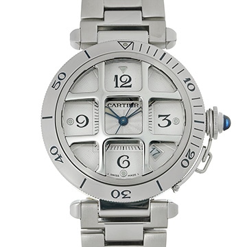カルティエ パシャ コンヴェックス グリッド W31059H3 シルバー メンズ 時計 【中古】【wristwatch】
