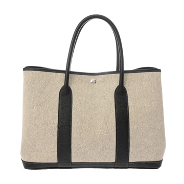 エルメス ガーデンパーティ PM  エクリュ/ブラック トワルアッシュ/レザー レディース バッグ 【中古】【bag】