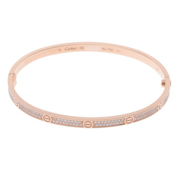 カルティエ ラブブレスレット SM #18 パヴェ ゴールド K18ピンクゴールド PG レディース ジュエリー 【中古】【jewelry】