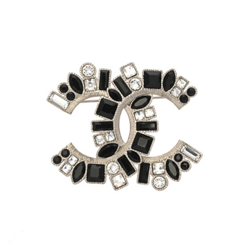シャネル ブローチ シルバー/ブラック メタル/ラインストーン レディース ジュエリー 【中古】【jewelry】