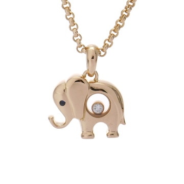 ショパール ハッピーダイヤ エレファントモチーフ ネックレス ゴールド 79/2189-20 K18イエローゴールド YG レディース ジュエリー 【中古】【jewelry】