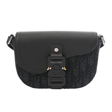 ディオール Saddle フラップメッセンジャーバッグ ミニ ブラック 2ADCA435YKS_H03E オブリーク・ジャガードキャンバス/グレインドカーフレザー メンズ バッグ 【中古】【bag】