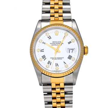 ロレックス デイトジャスト 16233G ホワイト/ダイヤモンド メンズ 時計 【中古】【wristwatch】