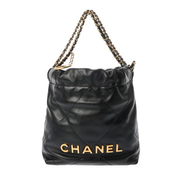 シャネル ミニ ハンドバッグ CHANEL22 ブラック AS3980 シャイニーカーフスキン レディース バッグ 【中古】【bag】