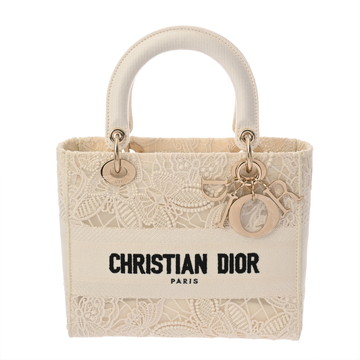 ディオール LADY D-LITE  バッグ ミディアム Dレースバタフライ ホワイト M05650ESQ_M933 キャンバス レディース バッグ 【中古】【bag】