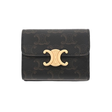 セリーヌ トリオンフ コインケース付き コンパクトウォレット タン 10R652DS3.04LU トリオンフキャンバス/カーフ レディース 財布 【中古】【purse】