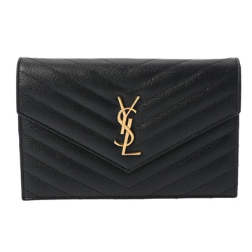 サンローラン モノグラムエンベローブ チェーンウォレット  ブラック INN393953.0415 グレインドレザー レディース バッグ 【中古】【bag】