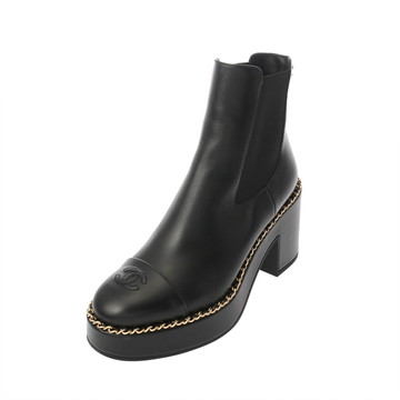 シャネル チェルシーブーツ #37 ブラック G46706 レザー/レザー レディース 靴 【中古】【other】