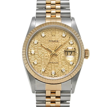 ロレックス デイトジャスト 16233G シャンパンコンピュータ/ダイヤモンド メンズ 時計 【中古】【wristwatch】