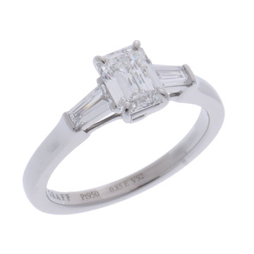 グラフ プロミス エメラルドカット エンゲージメントリング シルバー Pt950プラチナ レディース ジュエリー 【中古】【jewelry】