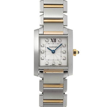 カルティエ タンク フランセーズ SM WE110004 シルバー/ダイヤモンド レディース 時計 【中古】【wristwatch】