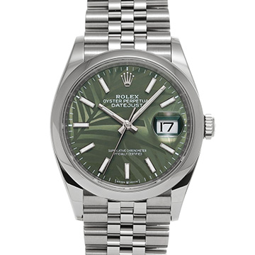 ロレックス デイトジャスト 36 126200 オリーブグリーン パームモチーフ メンズ 時計 【中古】【wristwatch】