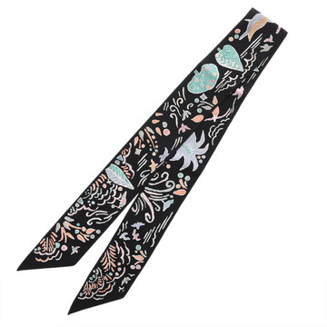 エルメス ツイリー ISORA DI PRIMAVERA ブラック シルク100％ レディース 【中古】【other】