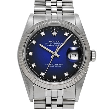 ロレックス デイトジャスト 16234G ブルー・グラデーション/ダイヤモンド メンズ 時計 【中古】【wristwatch】