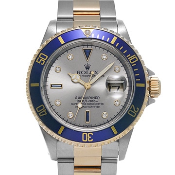 ロレックス サブマリーナ デイト 16613SG グレー/サファイア/ダイヤモンド メンズ 時計 【中古】【wristwatch】
