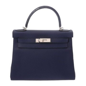 エルメス ケリー 28 内縫い タッチ ブルーアンクル トゴ/アリゲーターリセ レディース バッグ 【中古】【bag】