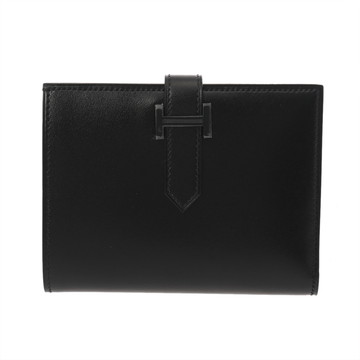 エルメス ベアン コンパクト モノクローム ブラック/パラジウム金具 ヴォーエプソン ユニセックス 財布 【未使用】【purse】