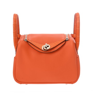 エルメス リンディ ミニ タッチ オレンジ ヴォースイフト/アリゲーターマット レディース バッグ 【中古】【bag】