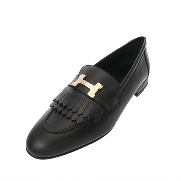 エルメス モカシン ロワイヤル ＃38(24.5cm) ブラック シェーブル レディース 靴 【中古】【other】