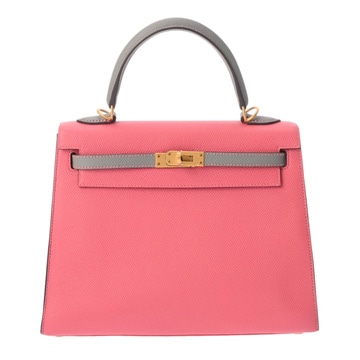 エルメス ケリー 25 外縫い SPオーダー ローズアザレ/グリムエット ヴォーエプソン レディース バッグ 【中古】【bag】