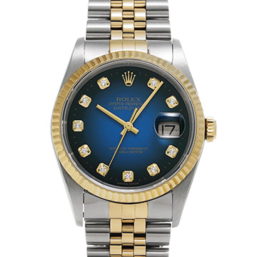 ロレックス デイトジャスト 16233G ブルー・グラデーション/ダイヤモンド メンズ 時計 【中古】【wristwatch】